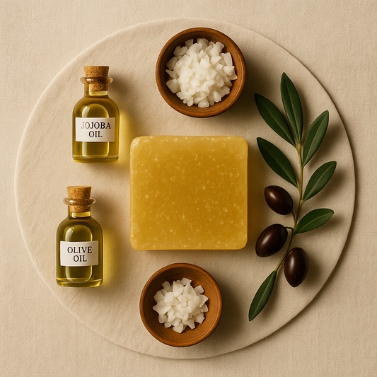 Elegant Flat Lay Golden Soap Mockup