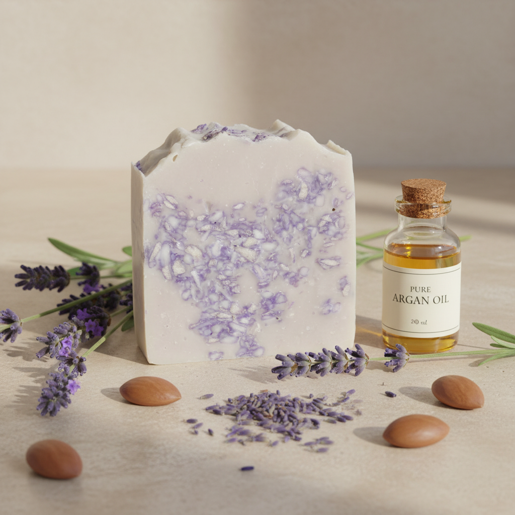 Argan and lavender soap mockup