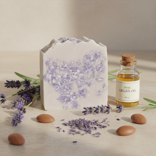 Argan and lavender soap mockup