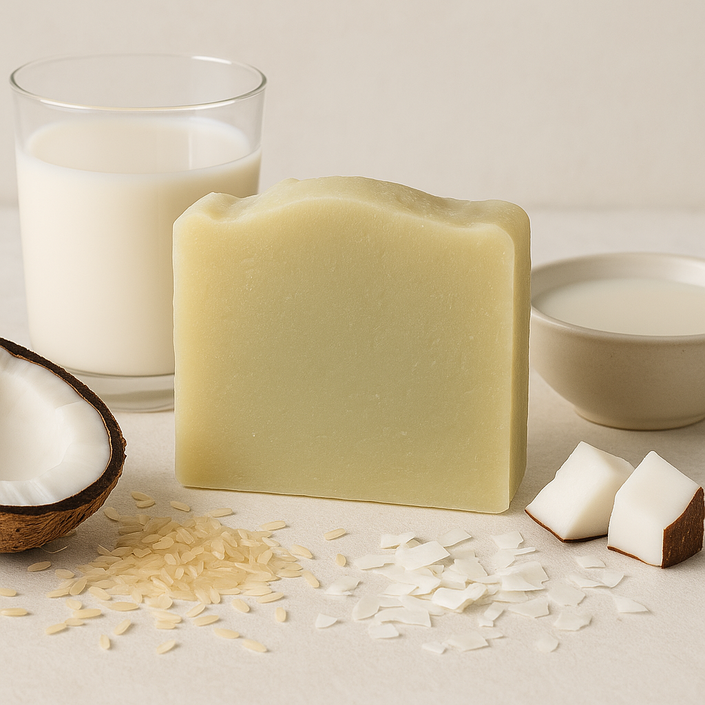 Coconut and Rice Milk Soap Mockup