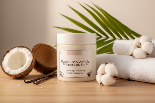 Coconut vanilla whipped body scrub lifestyle mockup