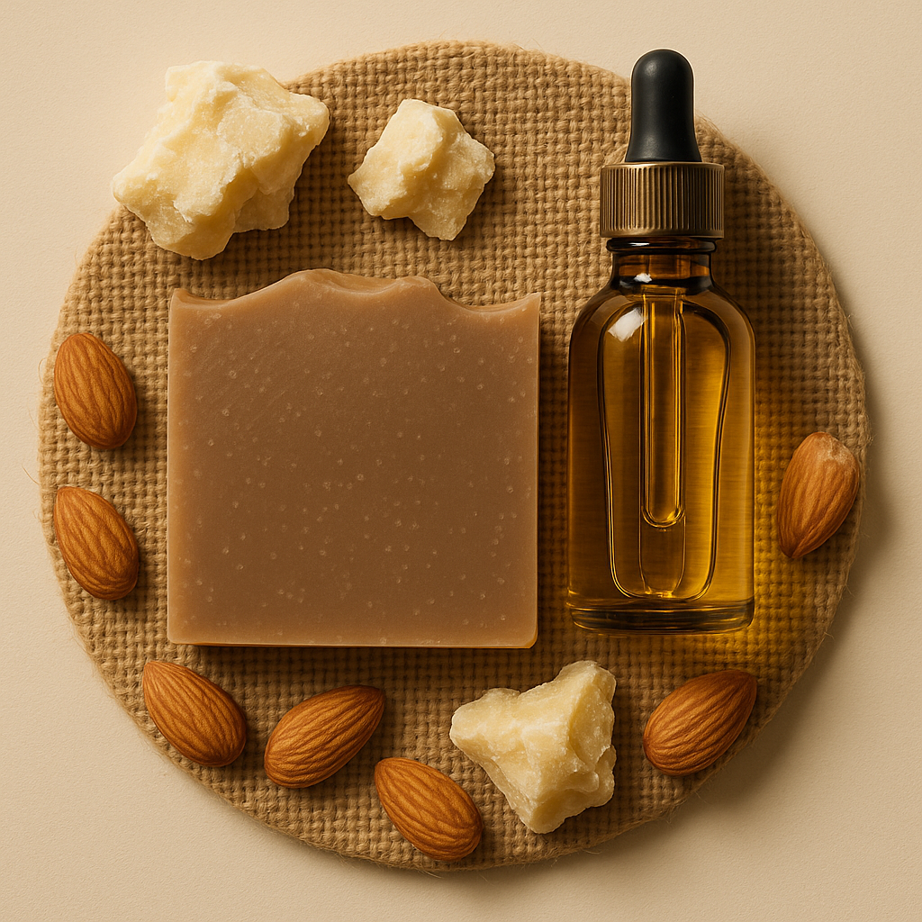 Elegant Flat Lay Almond Oil Mockup