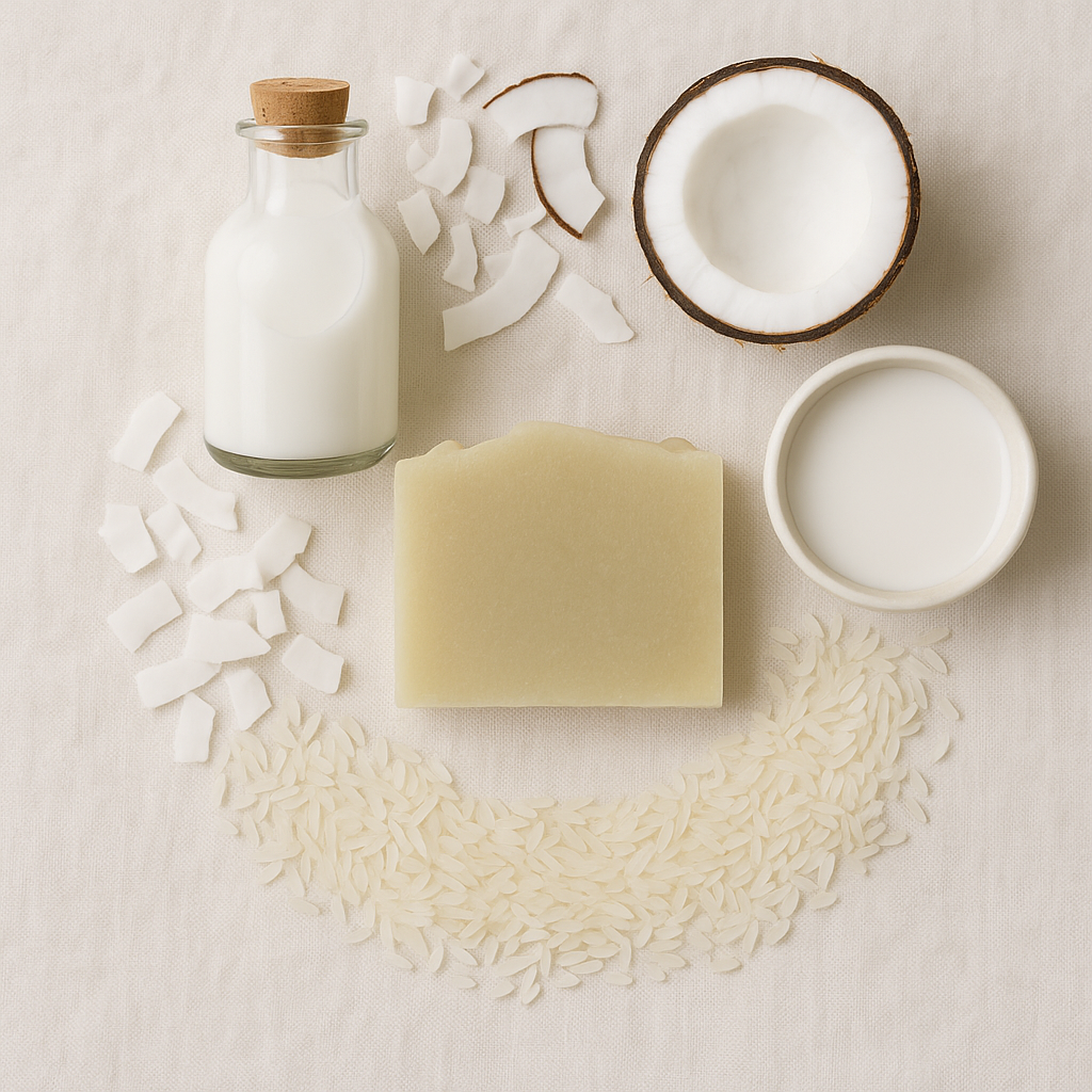 Elegant Flat Lay Coconut & Rice Milk Mockup