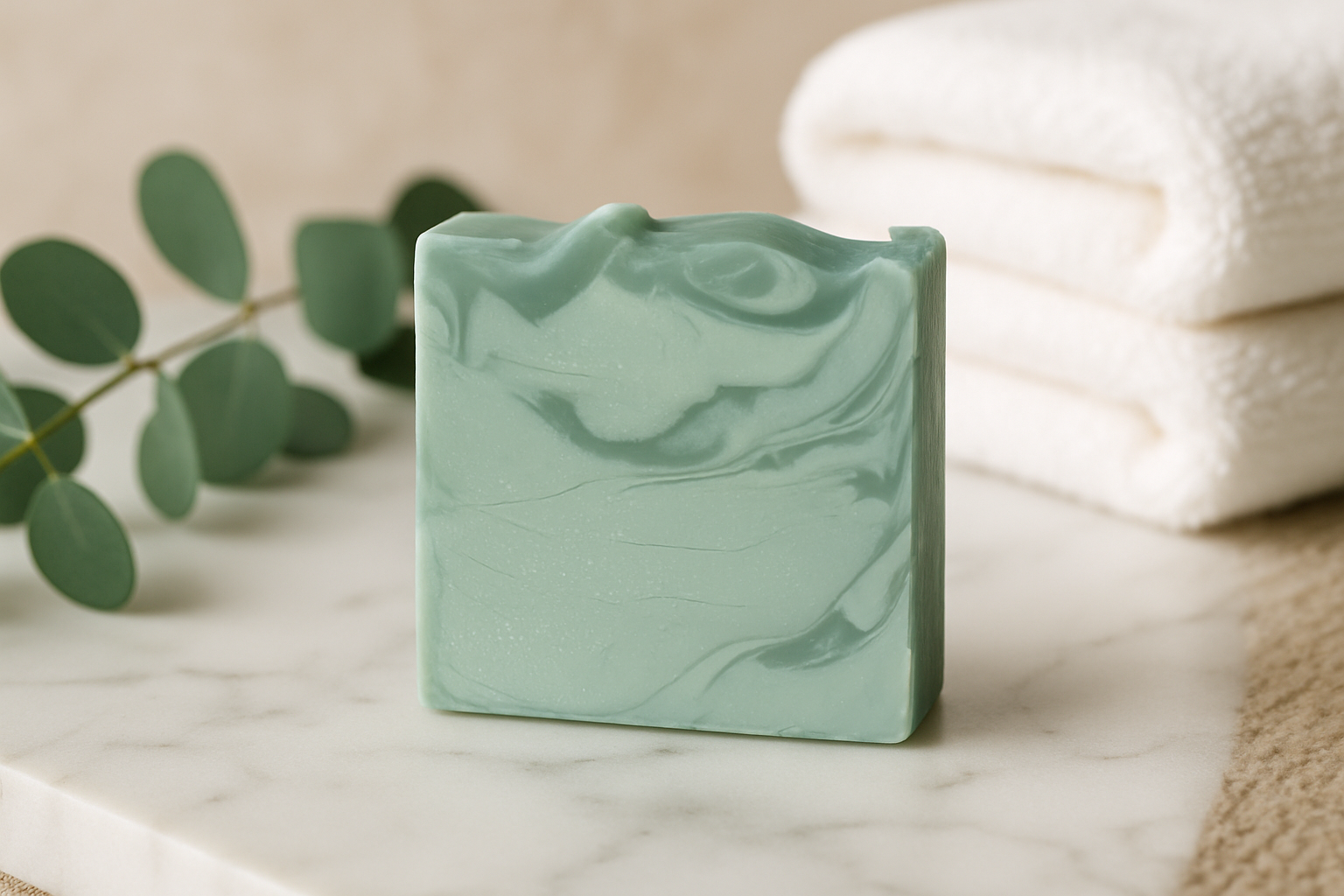 Elegant spa mockup with marbled green soap