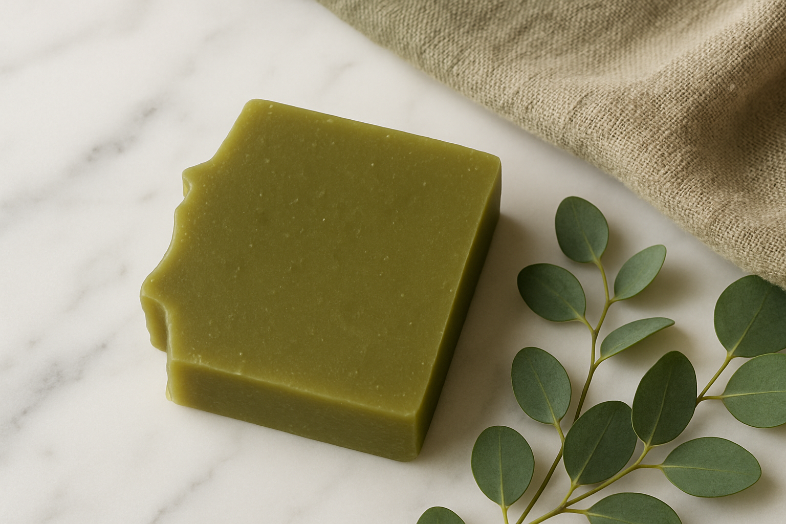 Elegant spa mockup with olive green soap