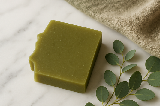 Elegant spa mockup with olive green soap