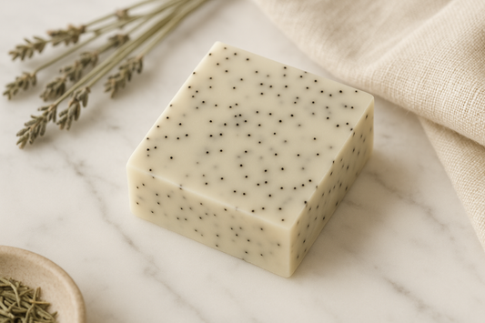 Elegant spa mockup with speckled cream soap