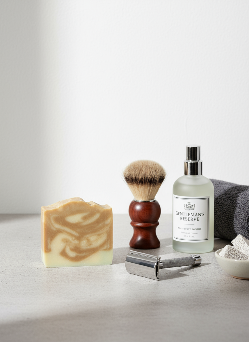 Masculine toiletries mockup with artisan soap