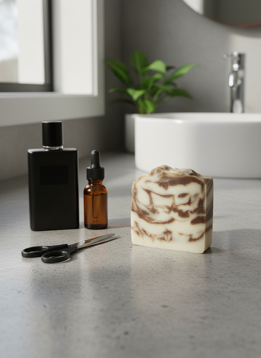 Modern bathroom grooming mockup