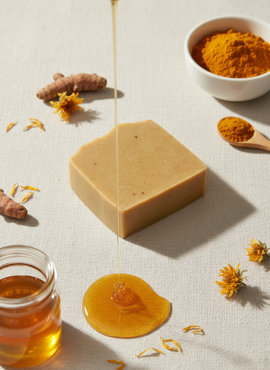 Product mockup with turmeric and honey