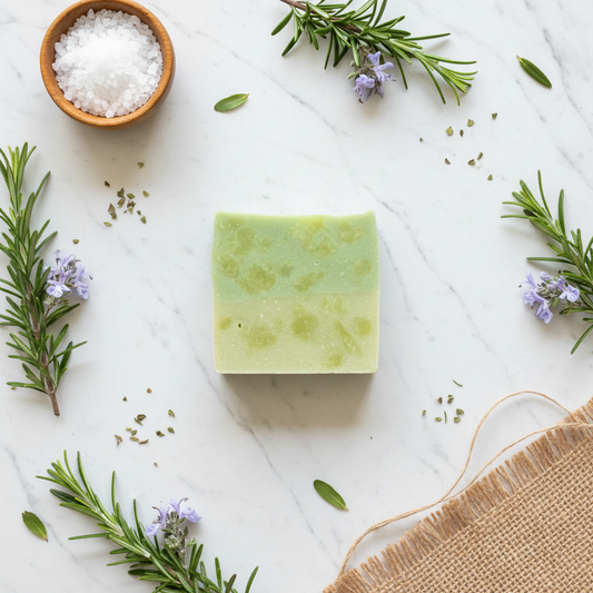 Rosemary Soap Flat Lay Mockup